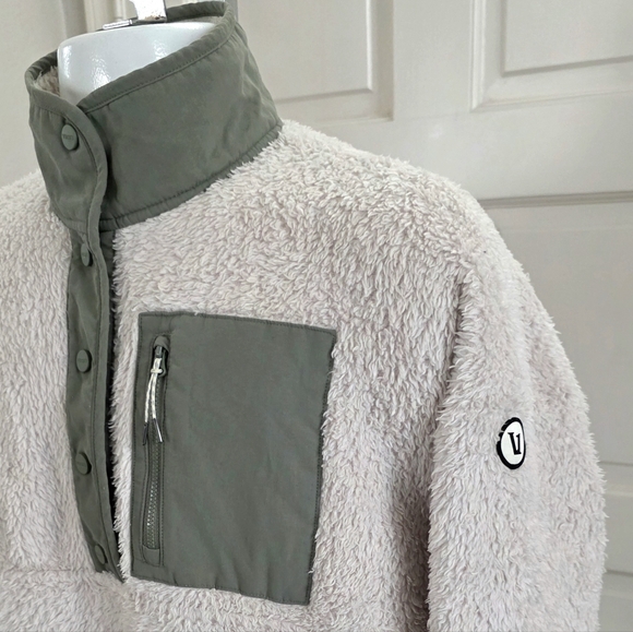 Vuori Jacket Womens Size Medium Cozy Sherpa Popover Pullover Dune 1/2 Snap Fleec - Picture 2 of 12